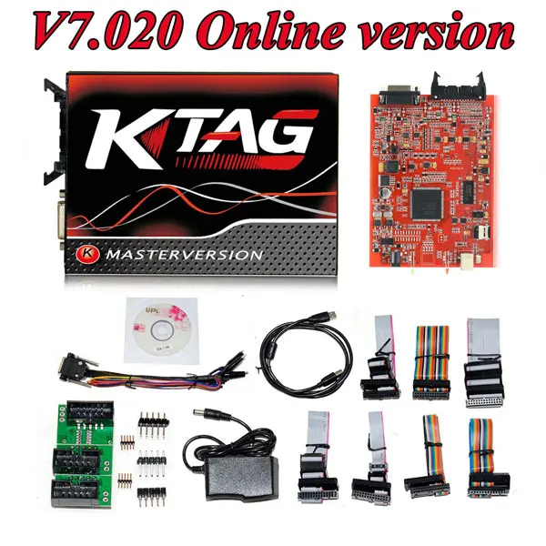 Красный ЕС онлайн Kess V2 V5.017 программное обеспечение V2.47 OBD2 менеджер Тюнинг Комплект красный KTAG K-TAG V7.020 без жетона лимит мастер ЭКЮ программист - Цвет: KTAG V7.020