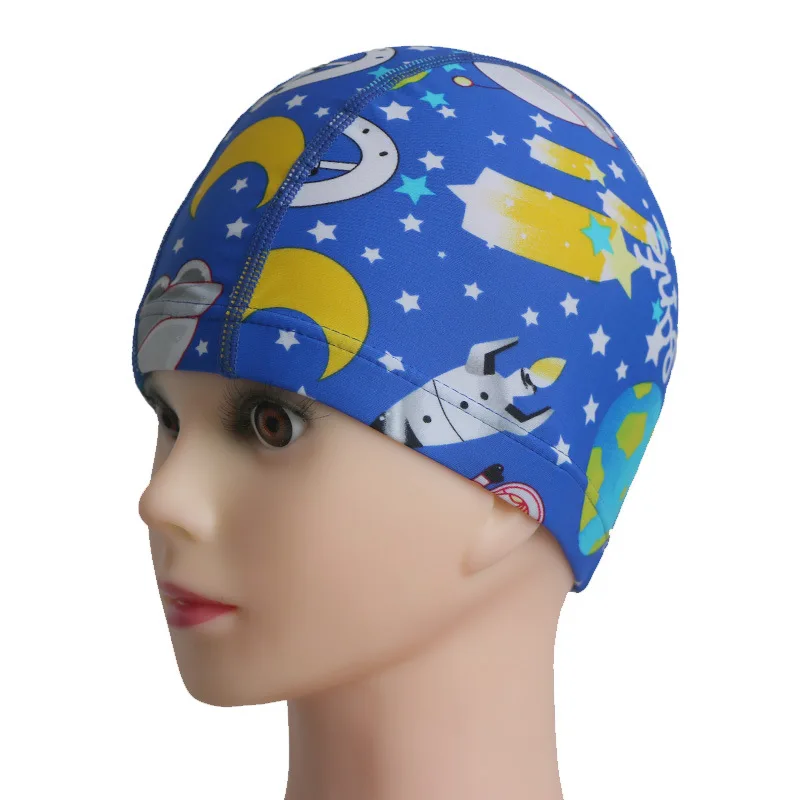 C Cartoon Stretchy Children Swimming Cap Silicone Swimming Hat - Цвет: C