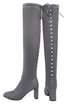 

Sapato Feminino Women Over The Knee Boots Autumn Shiny Crystal Shoes Woman Thin High Heels Gladiator Chaussure Booties XZ181616