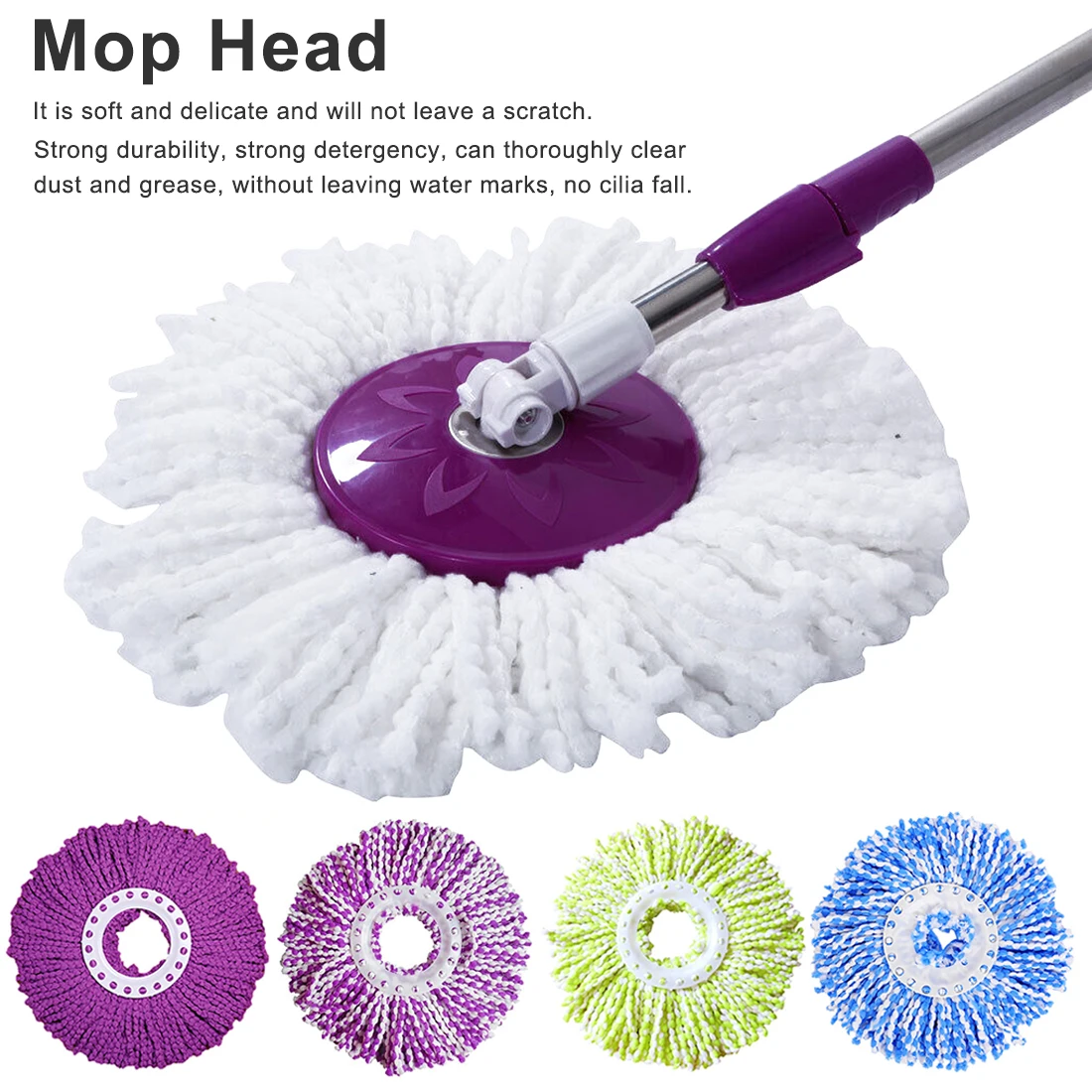 

Household Cleaning Tool Cleaning Mop Head 360 Rotating Replaceable Magic Mop Easy Spinning Floor Spin Mop Accessories