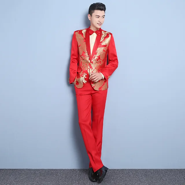 Traditional Man Clothing Chinese Suit Men Stage Performance Embroidered