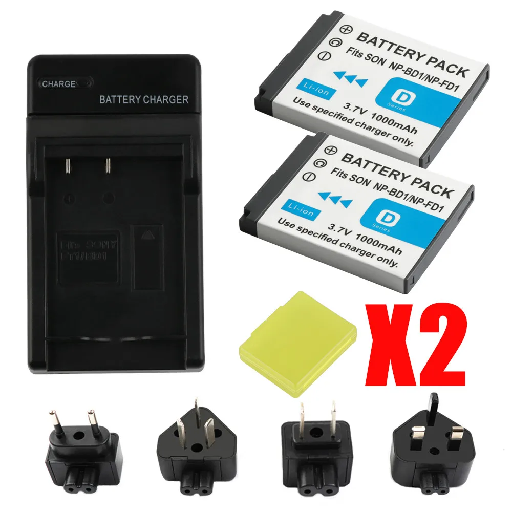 

RP 2Pcs NP-BD1 NP BD1 Battery + LCD Charger For Sony Cyber-shot DSC-G3 DSC-T2 DSC-T70 DSC-T75 DSC-T77 DSC-T90 DSC-T200 T300