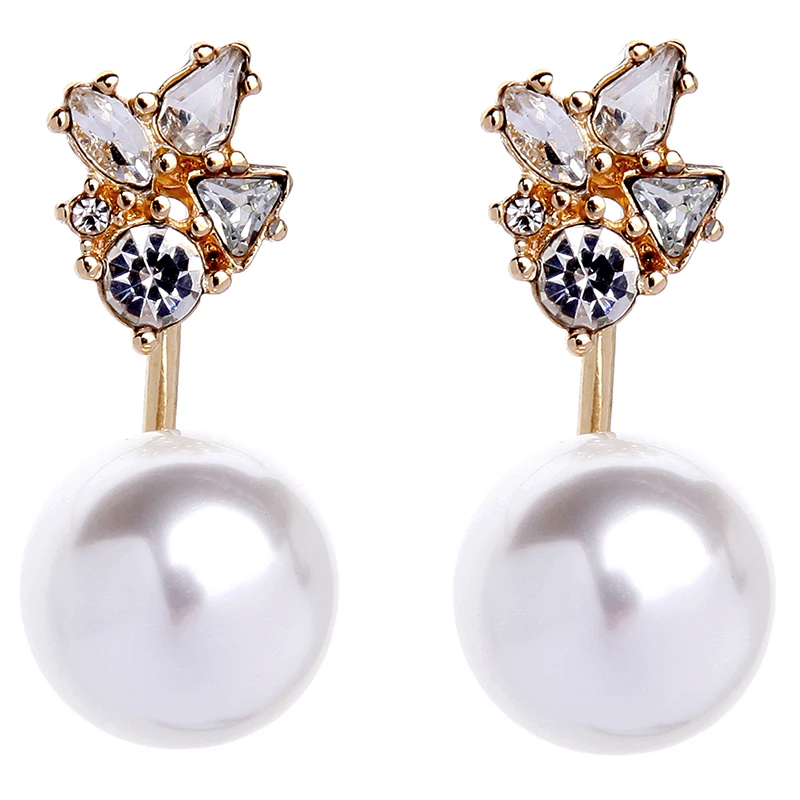 

free shipping wholesale 6 pair/lot Big Simulated Pearl Geometric Crystal Earrings Women Elegant Party Stud Earrings