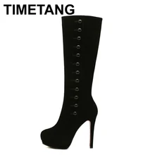 MOON WALK 2014 winter shoes long boots platform boot buttons women’s red black wedges sexy red bottom high heels boot Z248