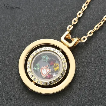 

10PC Floating Jewelry Rotate Aromatherapy Glass Perfume Diffusing Locket Pendant with Chain for Women Men Party Casual Wear