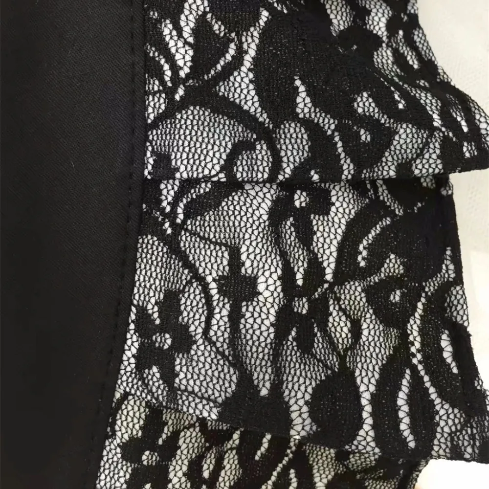XiuMood New Fashion Black Cotton Lace Big Pocket Aprons For Home Kitchen Chef Woman Waiter Overalls Apron