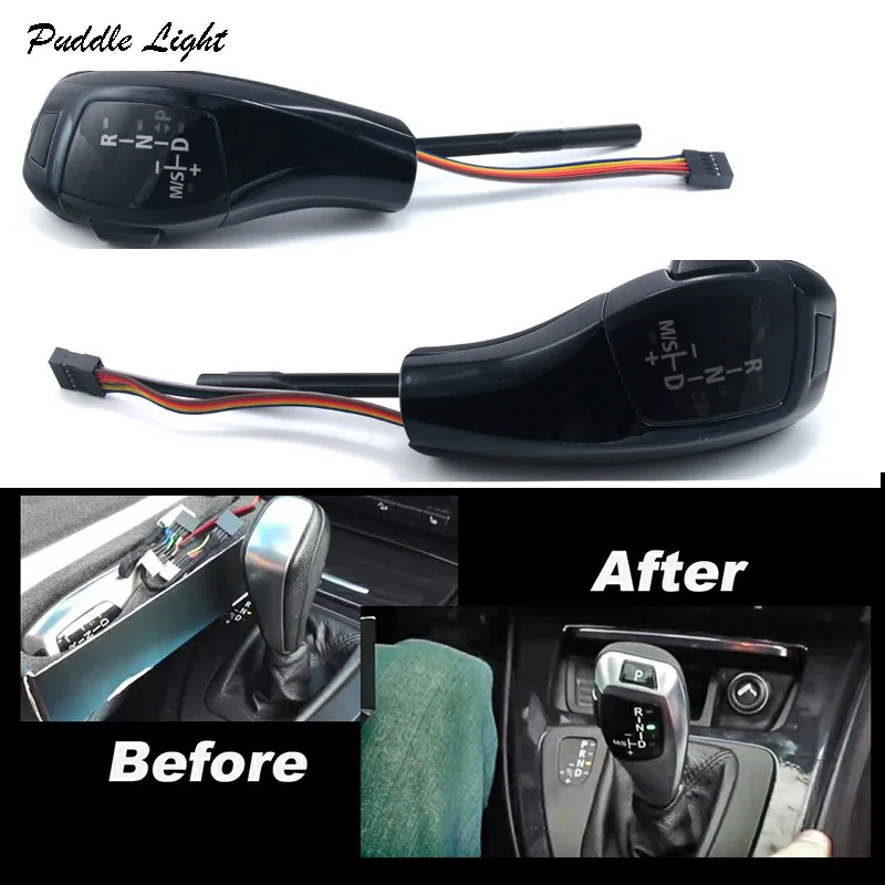 

LED Gear Shift Knobs Cover Gear Shift lever Control LHD for BMW E39 E53 E46 E60 E61 E90 E92 E93 E87 Automatic Handle Black