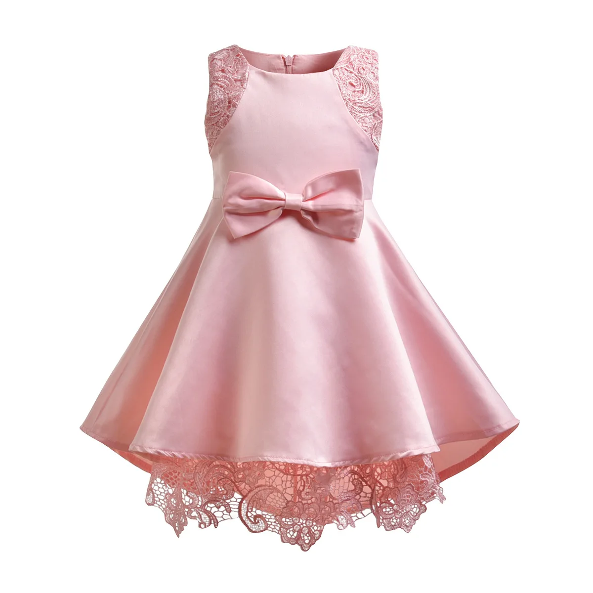 Нарядное платье Русалочки для девочек, кружевное платье принцессы с бантом для девочек с цветочным рисунком, элегантная одежда для