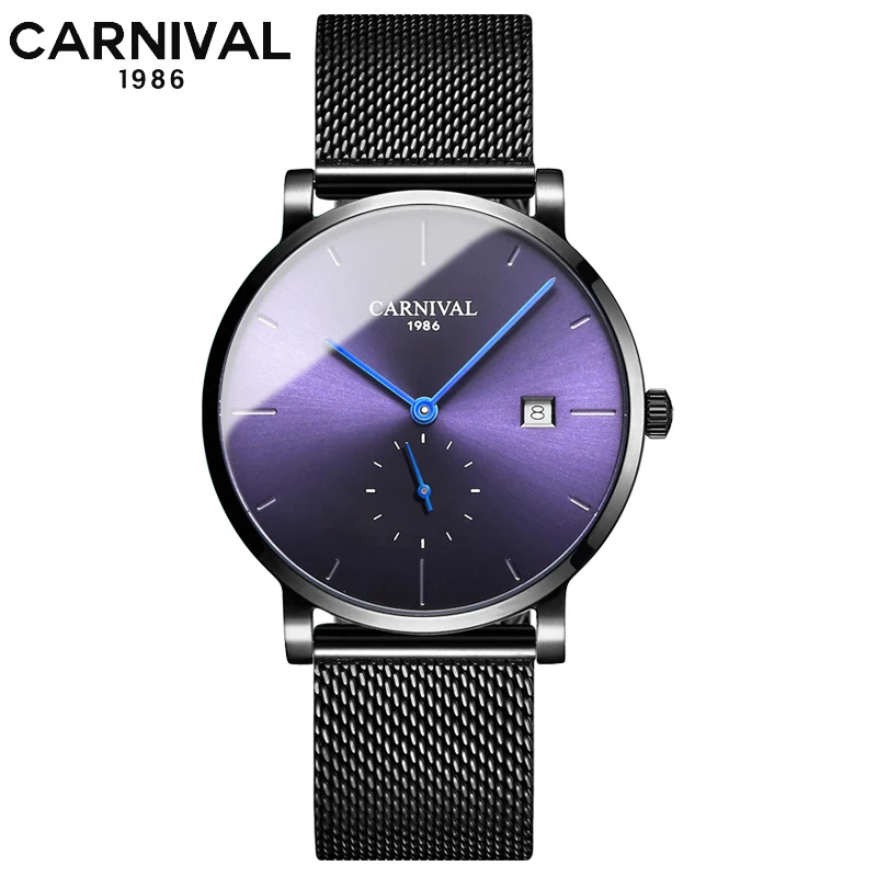 الرياضة الأزياء الميكانيكية ووتش كرنفال 2019 التلقائي ووتش الرجال صغيرة ثانية 24-ساعة dial الياقوت Montre أوم