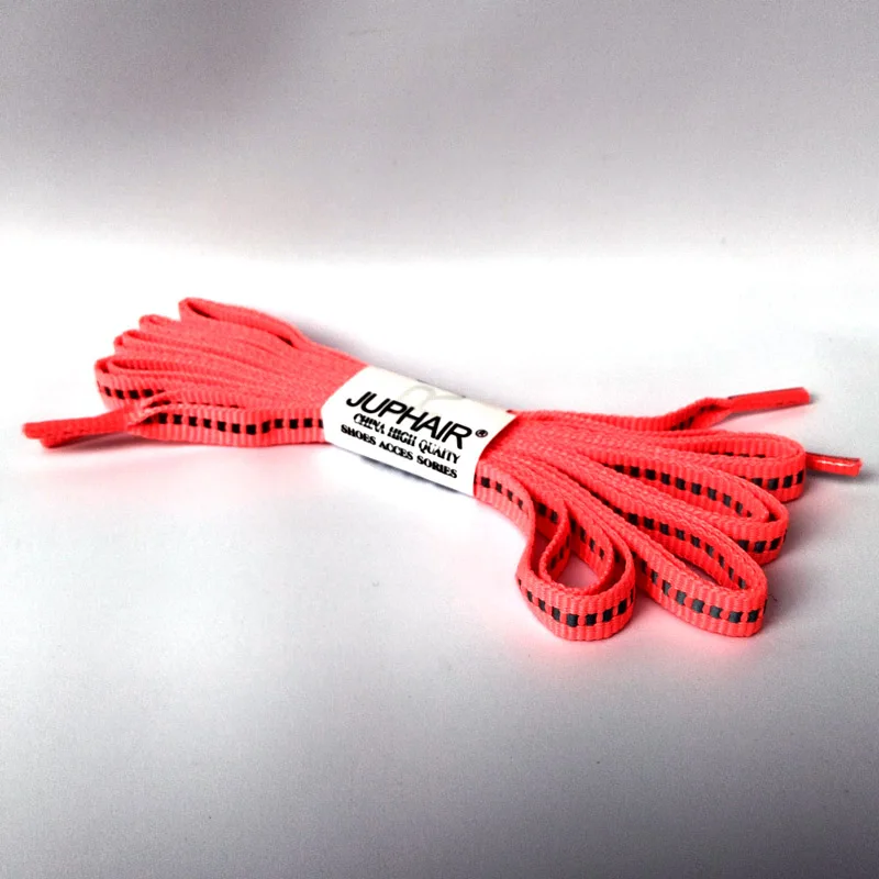 JUP1-12Pair Orange Red Sports Basketball Canvas Shoelaces Reflective Shoelace Luminous Laces Unisex Fashion Party Camping String