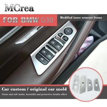 

MCrea Window lift Control Panel Inner Armrest Frame Car-styling Stickers For BMW G30 5 Series 2017 2018 Auto Switch Accessories