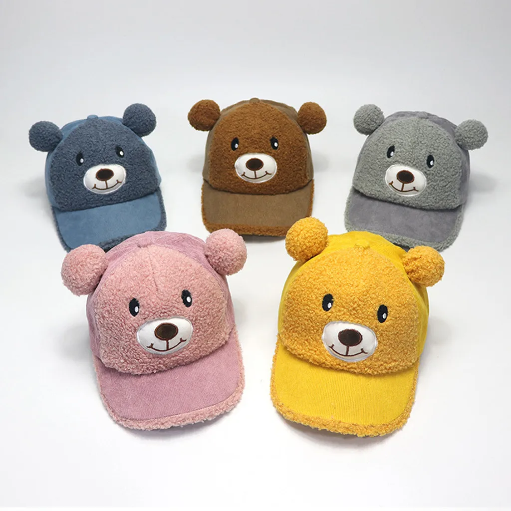 

1-4Y Winter Autumn Cute Unisex Toddler Kids Baby Girl Boy Bear Soft Caps Hats Sunhat Eaves Beret Baseball Adjustable Hat Cap