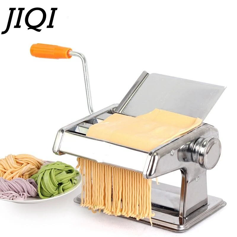 

JIQI stainless steel Manual noodle maker with 2 Blades Pasta Making Machine Spaghetti Pasta Cutter Handheld Operate Noodle Maker