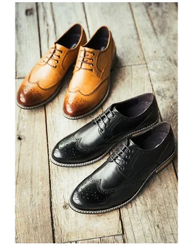 

Free shipping.Mens genuine leather shoes,Casual Block carved men's shoes.quality vintage leather shoes.Head skin.England shoes