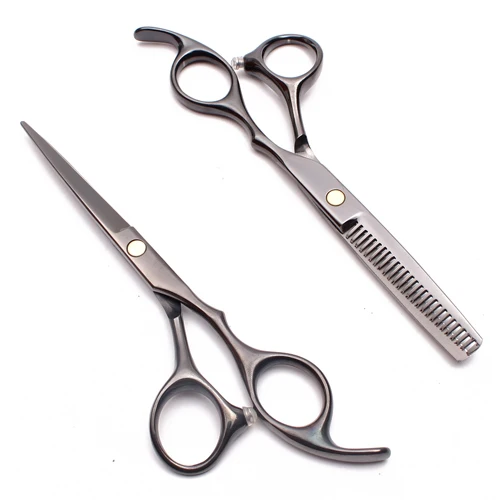 Японские " Профессиональные Парикмахерские ножницы из нержавеющей стали, филировочные ножницы, парикмахерские ножницы - Цвет: black set