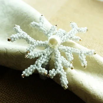 

coral napkin ring with pearl beades napkin holder