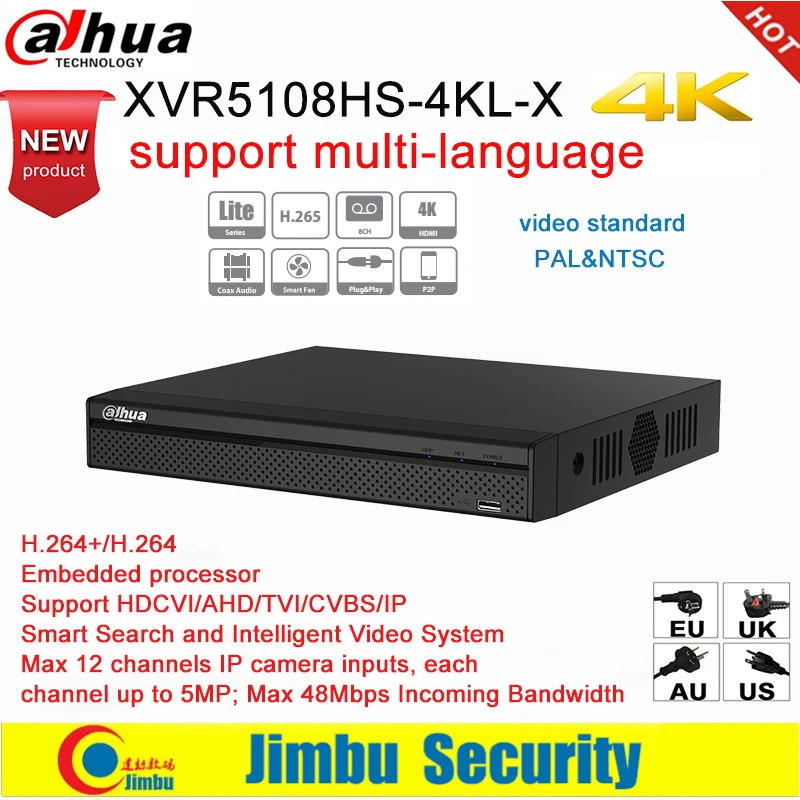 Dahua XVR 4K XVR5108HS-4KL-X H.264 / H.265 IVS Smart Search up to 8MP Supports HDCVI/AHD/TVI/CVBS/IP video inputs PSP Lite Dahua XVR 4K XVR5108HS-4KL-X H.264 / H.265 IVS Smart Search up to 8MP Supports HDCVI/AHD/TVI/CVBS/IP video inputs PSP Lite