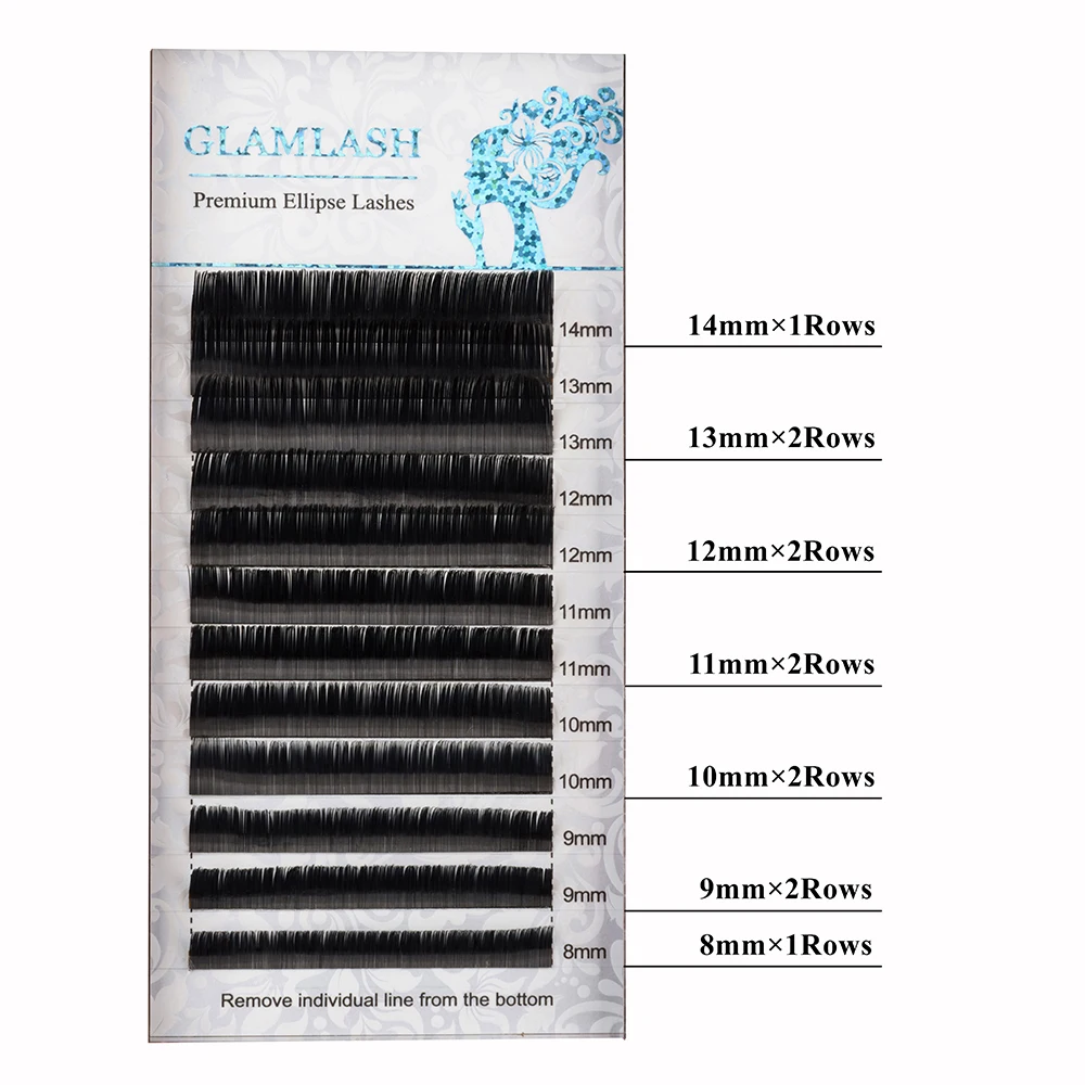 GLAMLASH 8~ 14 смешанных кашемировых плоских ресниц, матовые искусственные норковые ресницы, поставки, индивидуальные эллипсовые ресницы для наращивания, раздельные кончики