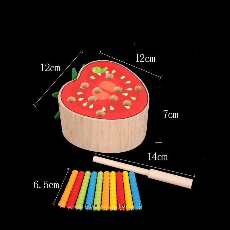Детские деревянные развивающие блоки, игрушки, забавная Магнитная палка, создание гусеницы, форма, подходящая для ловли насекомых, игра