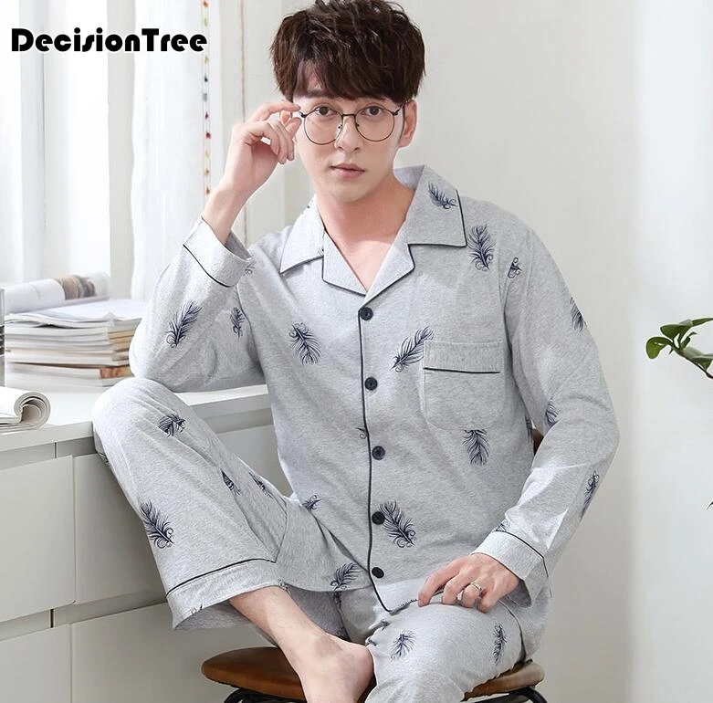2020 men's pajamas set cotton sleep shirt & shorts suit male sexy sleepwear suit homewear pijama casual two piece set