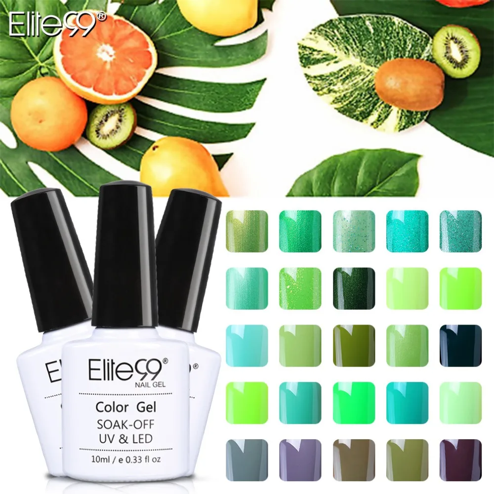 

Elite99 10ml Color Nail Polish Green Color Gel Nail Polish Vernis Semi Permanent Top Coat Base Coat Gel Lak Gel Varnishes UV Gel