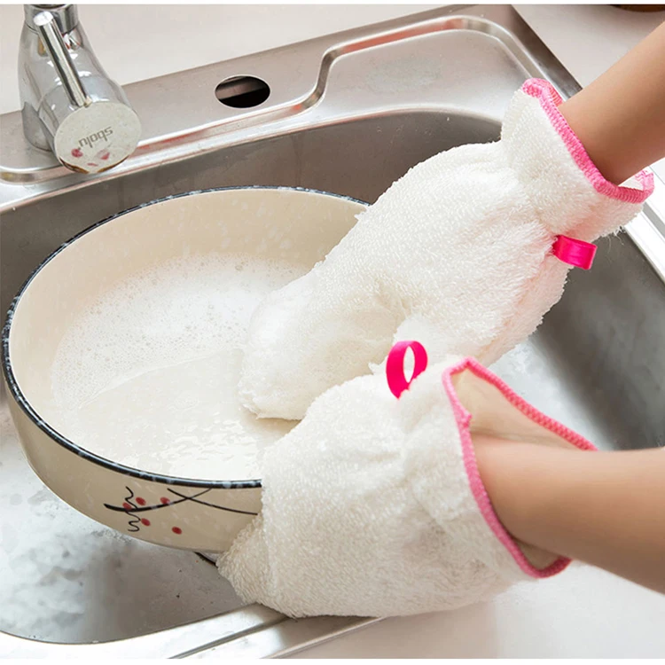 1 шт. бамбуковое волокно водонепроницаемые антипригарные масляные перчатки для мытья посуды из микрофибры Инструмент для чистки домашних животных можно повесить перчатки для уборки
