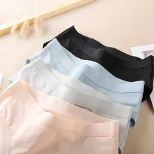 Pantalones lisos de tiro medio Sexy para mujer bragas de algodón de cintura media tangas Ropa interior Calzoncillos Lencería regalo para amante трусики женские(China)