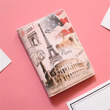 

England Styles La Tour Eiffel Passport Holder Leather Passport Cover Passport Package Travel Card Holder Bag 14*10cm Top Quality