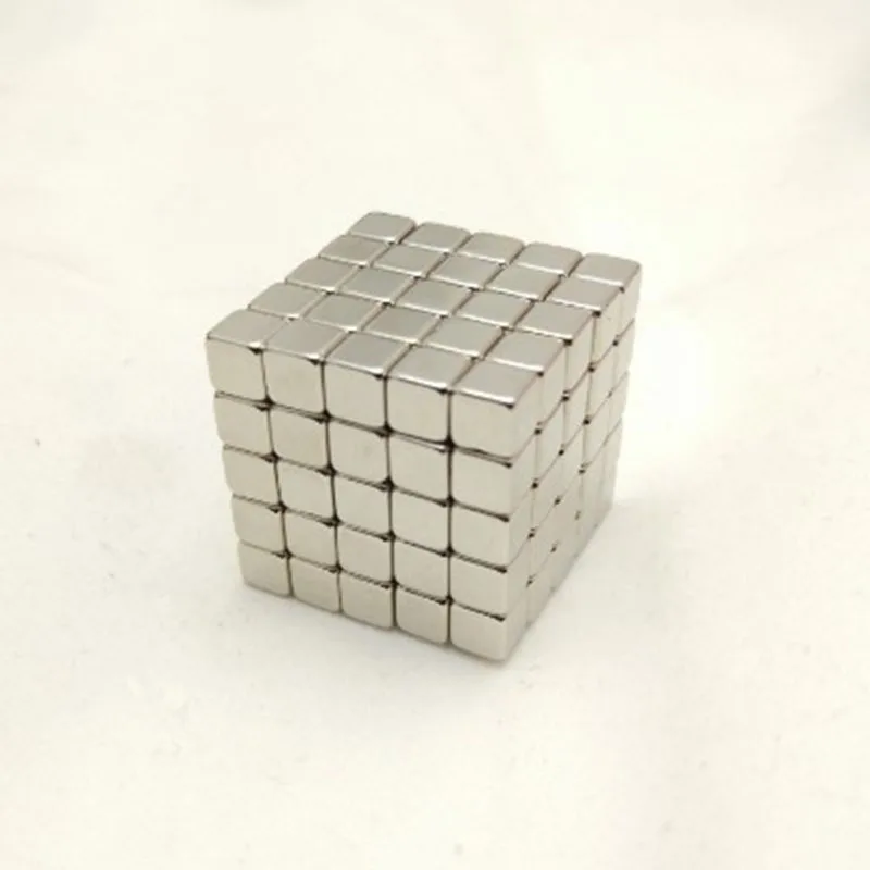 

125 PCs 5mm Cube Magnetic Balls Puzzle (Cubes + Metal Box + Bag) rare Earth Permanent Magnet ND-Fe-B Square Magic Magnetic Ball