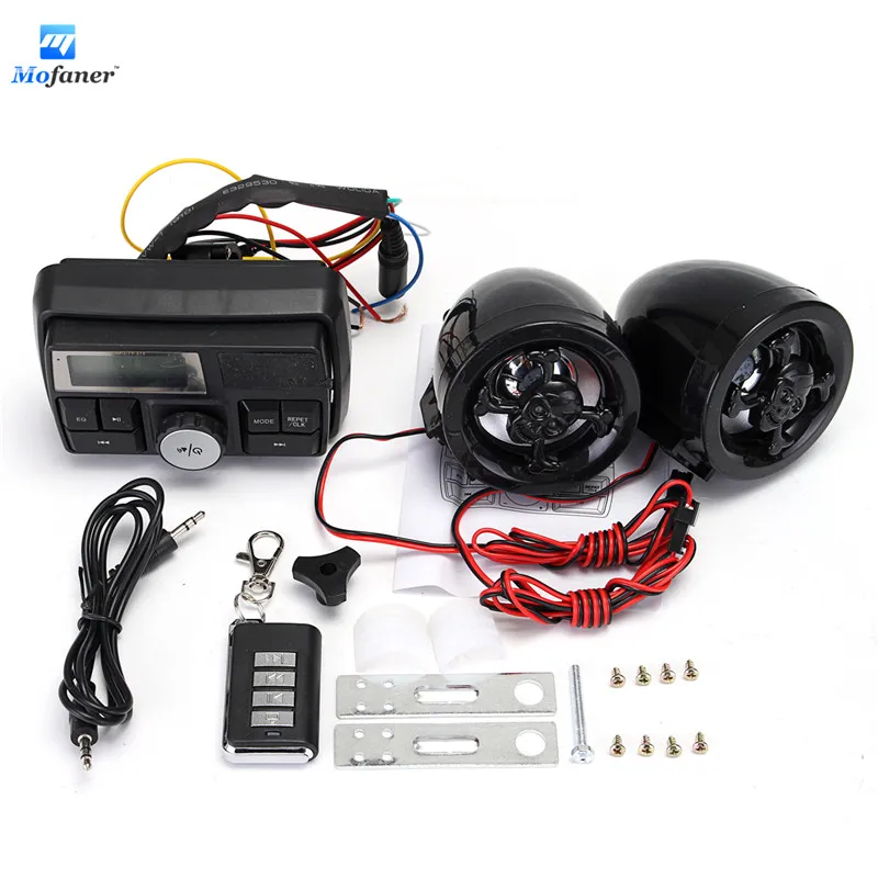 

3inch Motorcycle Alarm Anti-Theft Device Motorbike MP3 Player Handlebar Radio Stereo 2X Speaker Anti-theft Scooter Lock