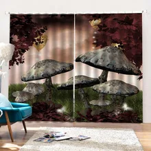 Dostosować dowolny rozmiar 3D zasłony grzyb okna zasłony salon sypialnia kuchnia black out okna zasłony(China)