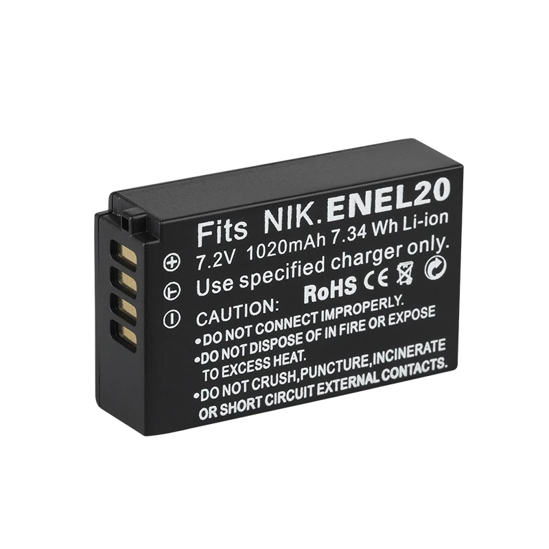 Dinto 1020mAh EN-EL20 ENEL20 цифровая фотокамера батарея для Nikon Coolpix A, AW1, J1, J2, J3, S1, V1, V2, V3 EN EL20