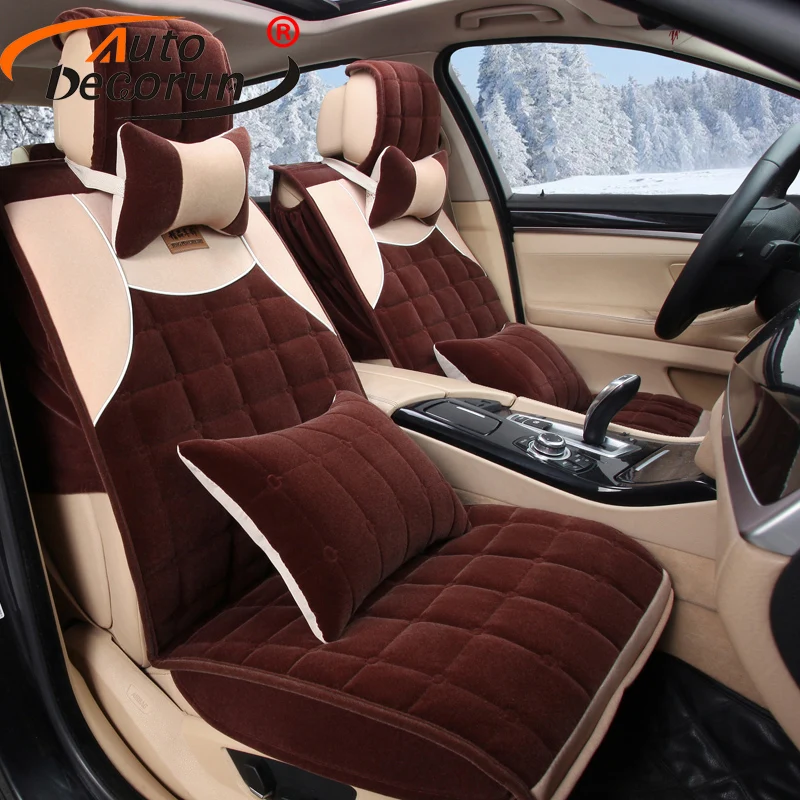 Autodecorun Warmly Winter Car Seat Cover 5 Seats Complete Universal Car Cushion Supports Covers