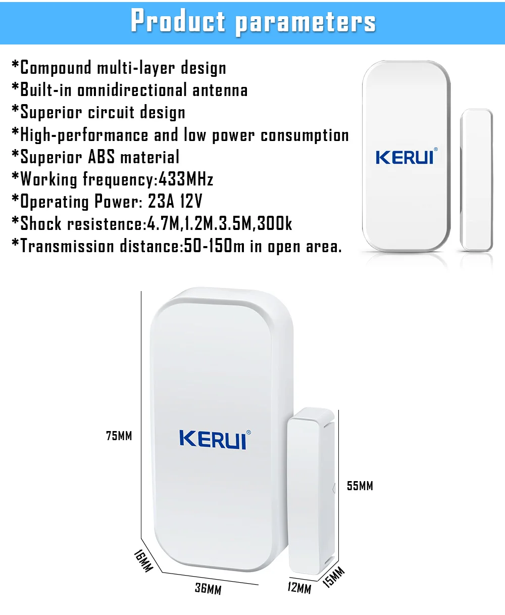 KERUI 433 МГц беспроводной датчик двери, окна, открытый детектор GSM PSTN домашняя сигнализация, домашняя охранная Голосовая охранная умная сигнализация
