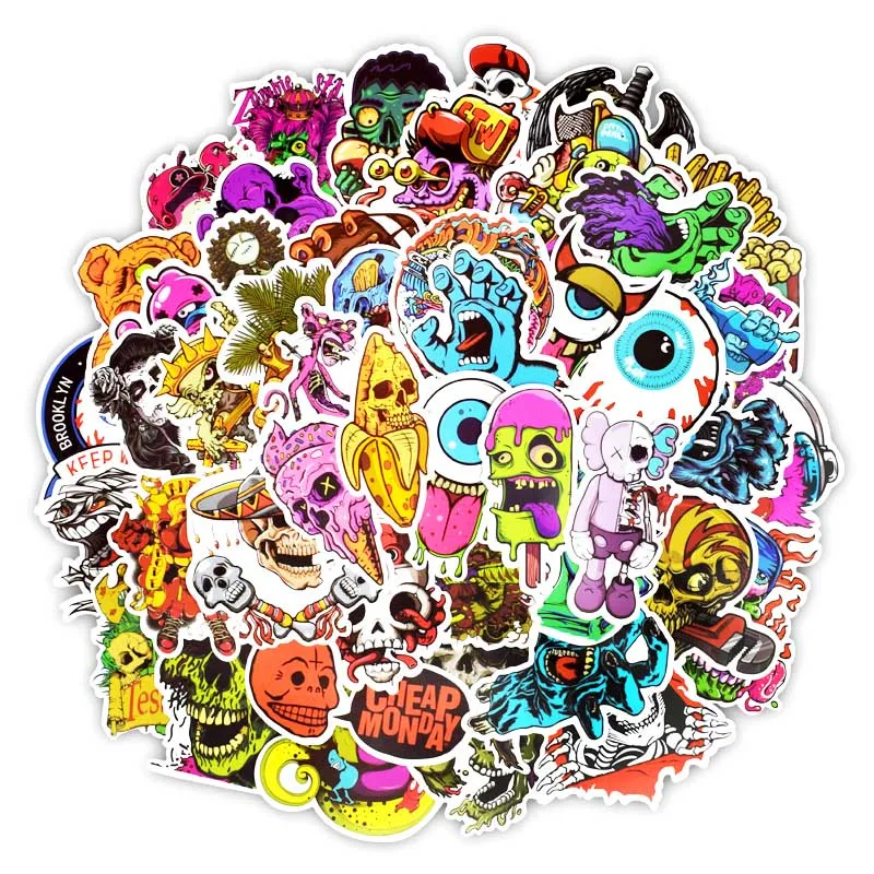 

50pcs No Repeat Sexy Cartoon Superhero Movie Sticker Terror Skull Waterproof Stickers to DIY Scrapbooking Motorcycle Notebook