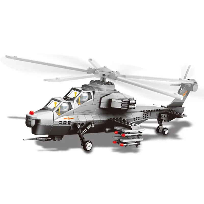 

283pcs Model building kits Military WZ10 helicopter 3D blocks Educational model building toys hobbies JX002