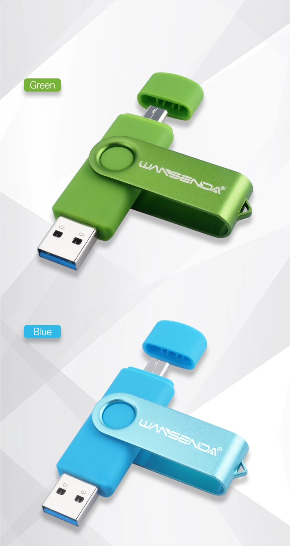 USB флеш-накопитель WANSENDA 3,0, 32 ГБ, 64 ГБ, OTG 3,0, флеш-накопитель для Android телефонов, планшетов, 8 ГБ, флеш-накопитель, 16 ГБ, карта памяти Micro USB