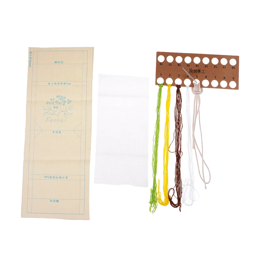 DIY Embroidery Cross Stitch Kit Pouch Canvas Drawstring Bag Handmade Needlework