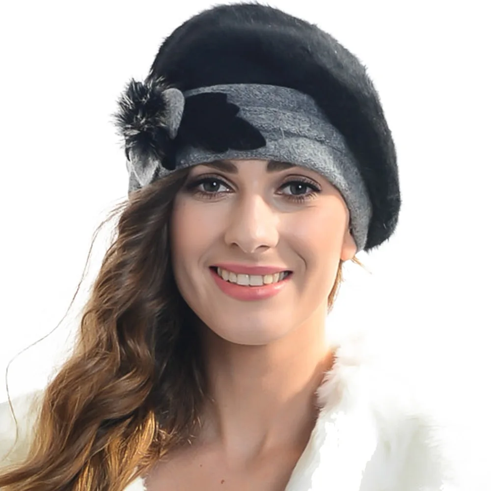 2017 Women Angora Beret Beanie Skullcap French Beret Winter Hat