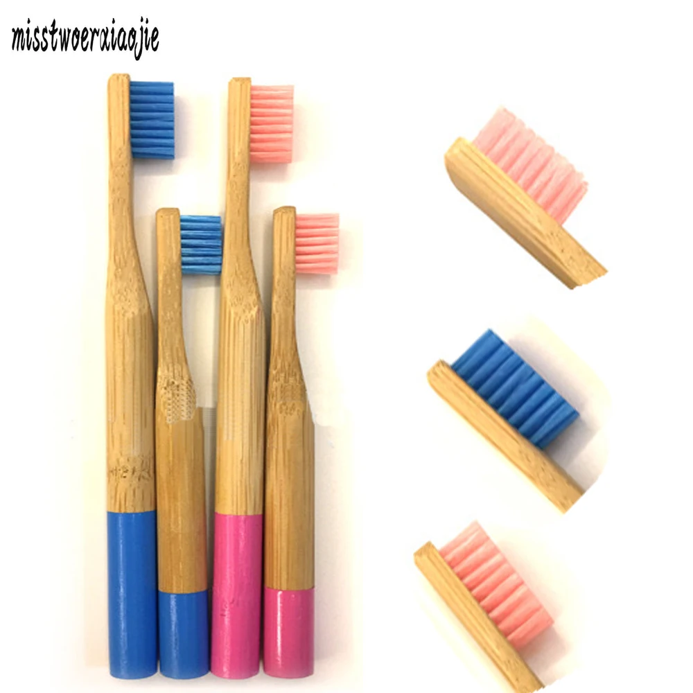 Parent child toothbrush kit round wooden handle kid toothbrushes Bamboo