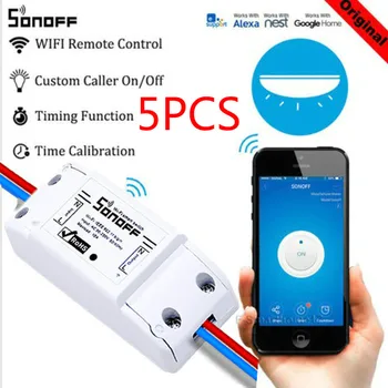 

5PCS Sonoff Basic Wifi Switch DIY Wireless Remote Domotica Light Smart Home Automation Relay Module Controller Work with Alexa