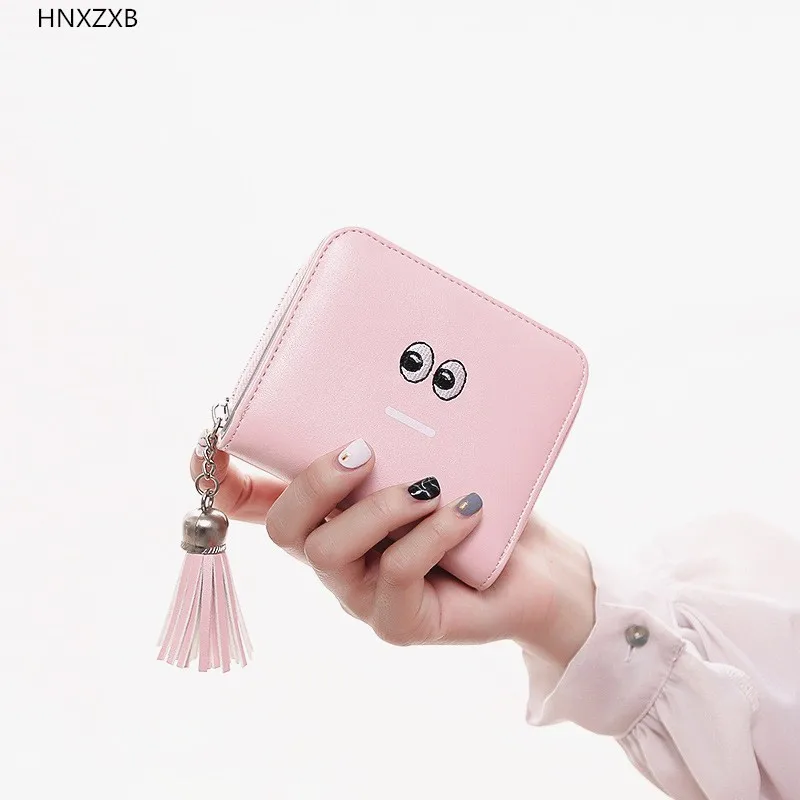 HNXZXB Korean Style Women Wallet Big Eyes Leather Girls Short Wallets
