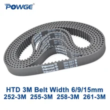 POWGE-courroie de synchronisation HTD 3M C = 252 255 258 largeur 261 6/9/15mm dents 84 85 86 HTD3M synchrone 252-3M 255-3M 258-3M-3M
