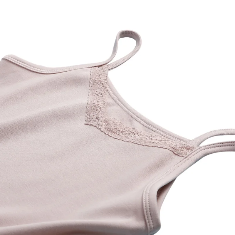 Women's Sexy Lingerie Breathable Plus Size Heating Warm Slim Lace V-Neck Solid Color Camisole Top