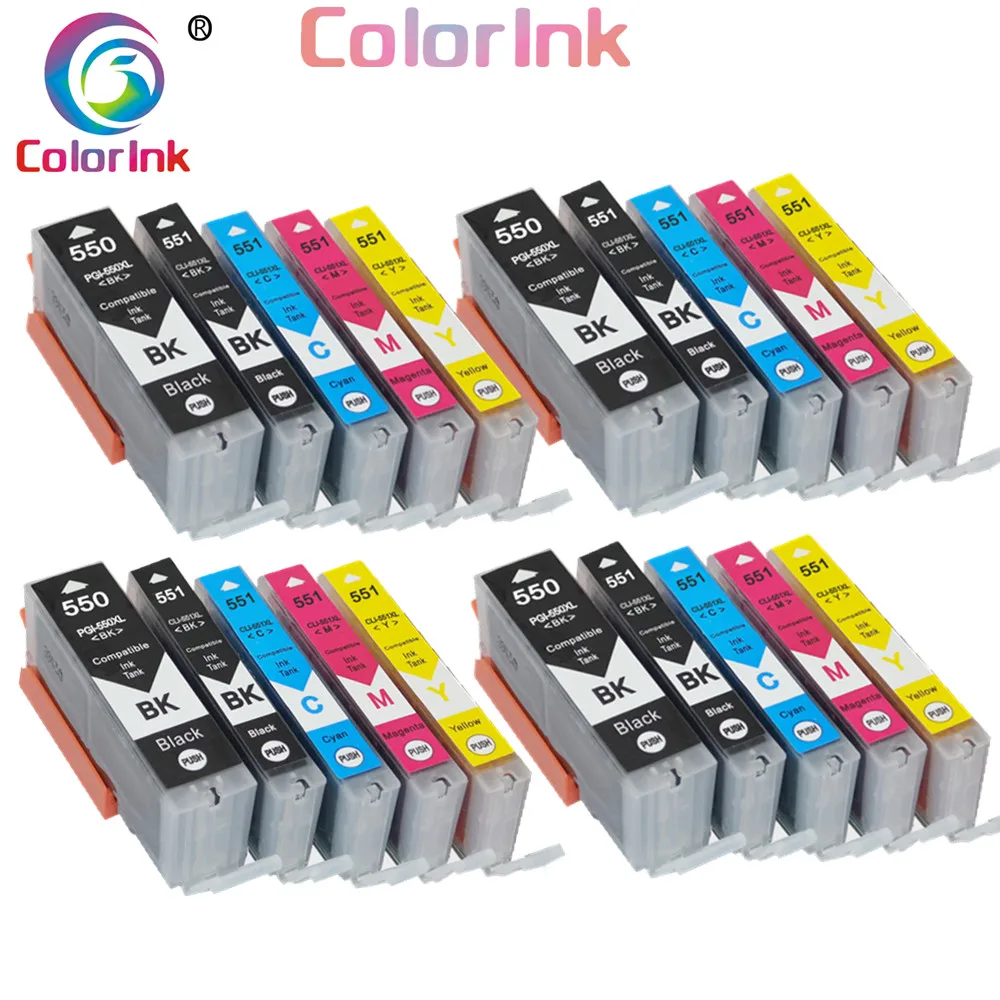 Цветной чернильный картридж PG550 CL551 XL для Canon PGI-550XL PGI550 PGI 550 CLI551 PIXMA IP7250 MG5450 5650 6450 6650
