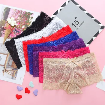 

Luxury Lace Boxer Shorts Underwear Women Jacquard Sexy Panties Sexy Underwear female lure low waist ropa interior femenina