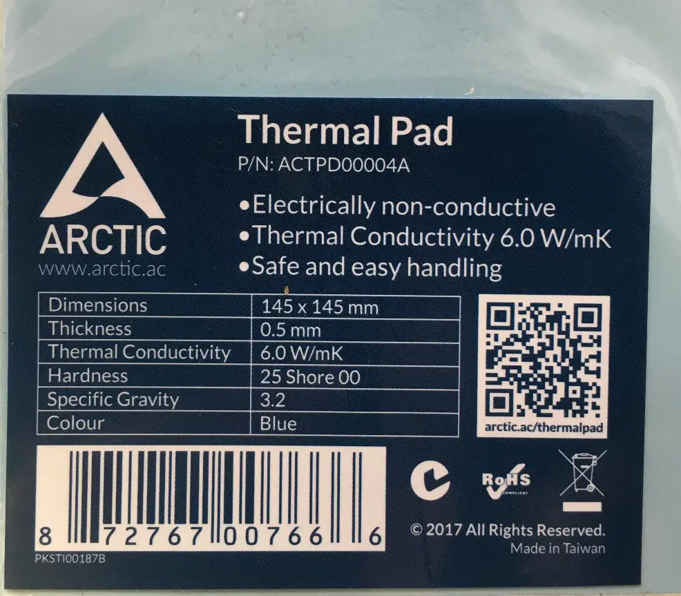 Термопрокладка ARCTIC AC 6 0 Вт/мК 5 мм 1 высокая эффективная теплопроводность