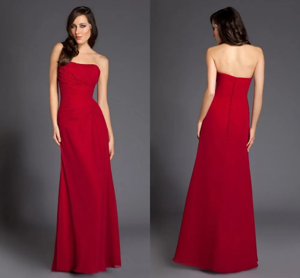 Jodie Cabestro Cuello Alto Gasa Vestido De Dama De Honor Rojo Tallas Grandes
