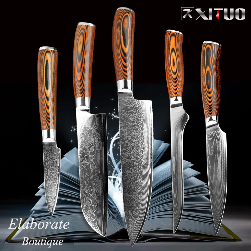 

XITUO Damascus Kitchen Knife Japanese vg10 High Carbon Stainless Steel Professional Chef Knife Boning Slicing Utility Cleaver CN