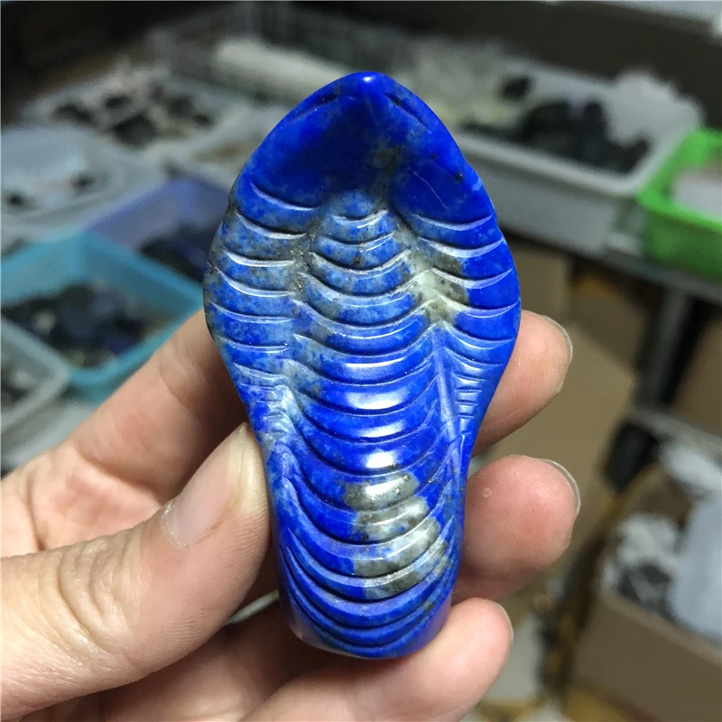 

DHX SW natural crystal animal hand-craved crystal cobra lapis lazuli snake craving cobra healing gemstone as a gift decoration